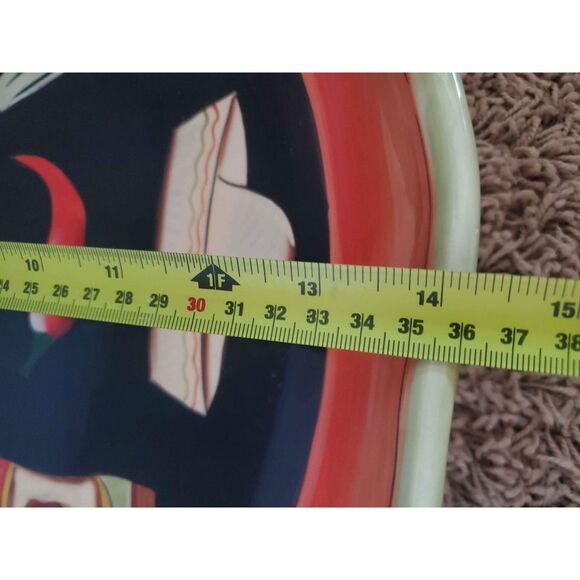 18"x"14" Clay Art Southwest Platter Hand Painted Cactus Cowboy Boot Cowboy Hat - Picture 4 of 4